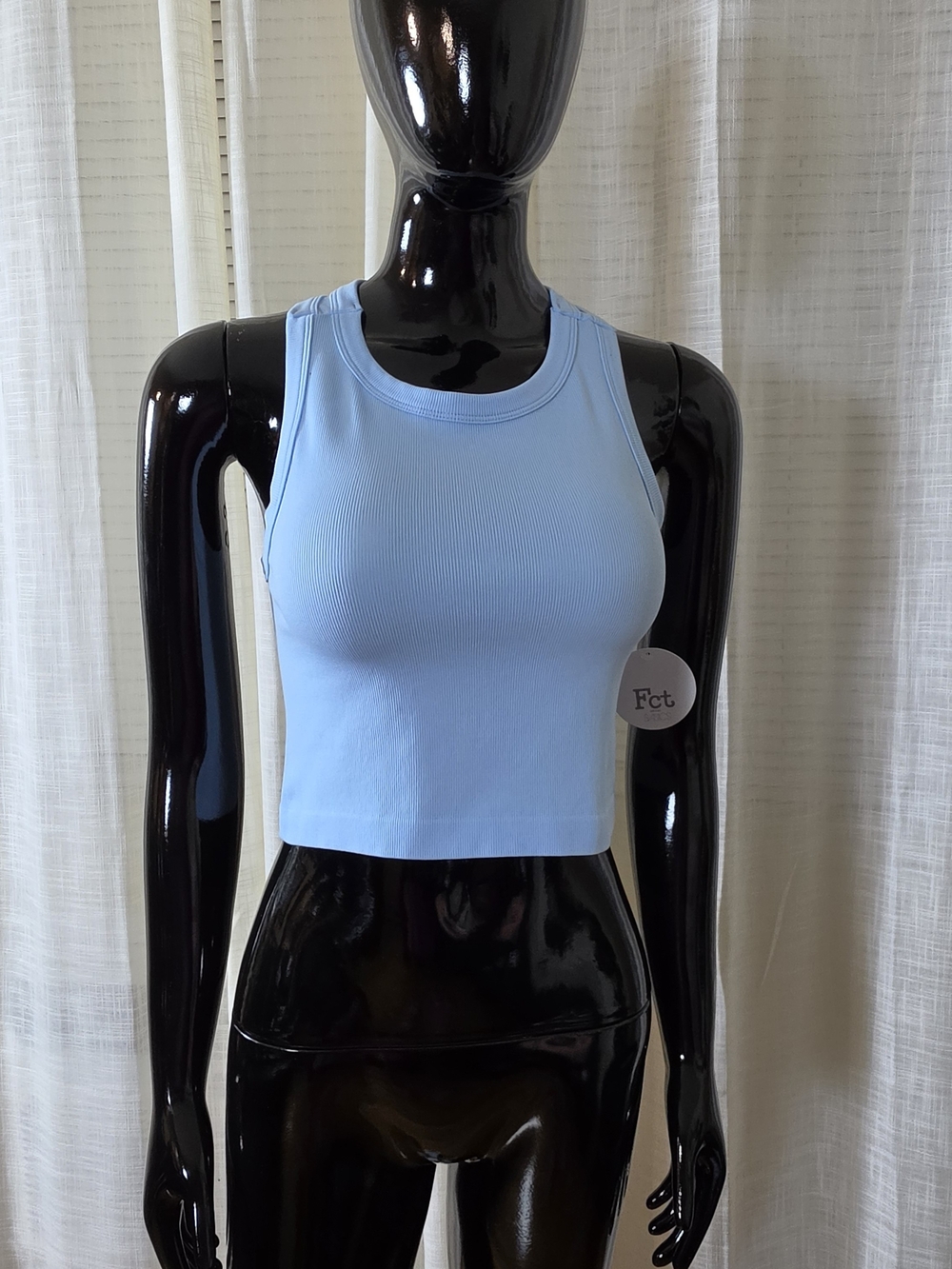 New Mix Light Blue Ribbed Crop Tank - Picture 2 of 9